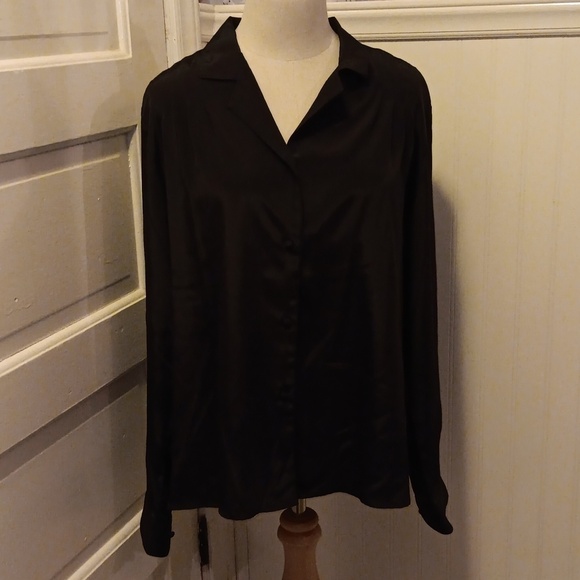 Worthington Essentials 14 black ⚫️ granny chic grandma 👵 shirt - Picture 1 of 3